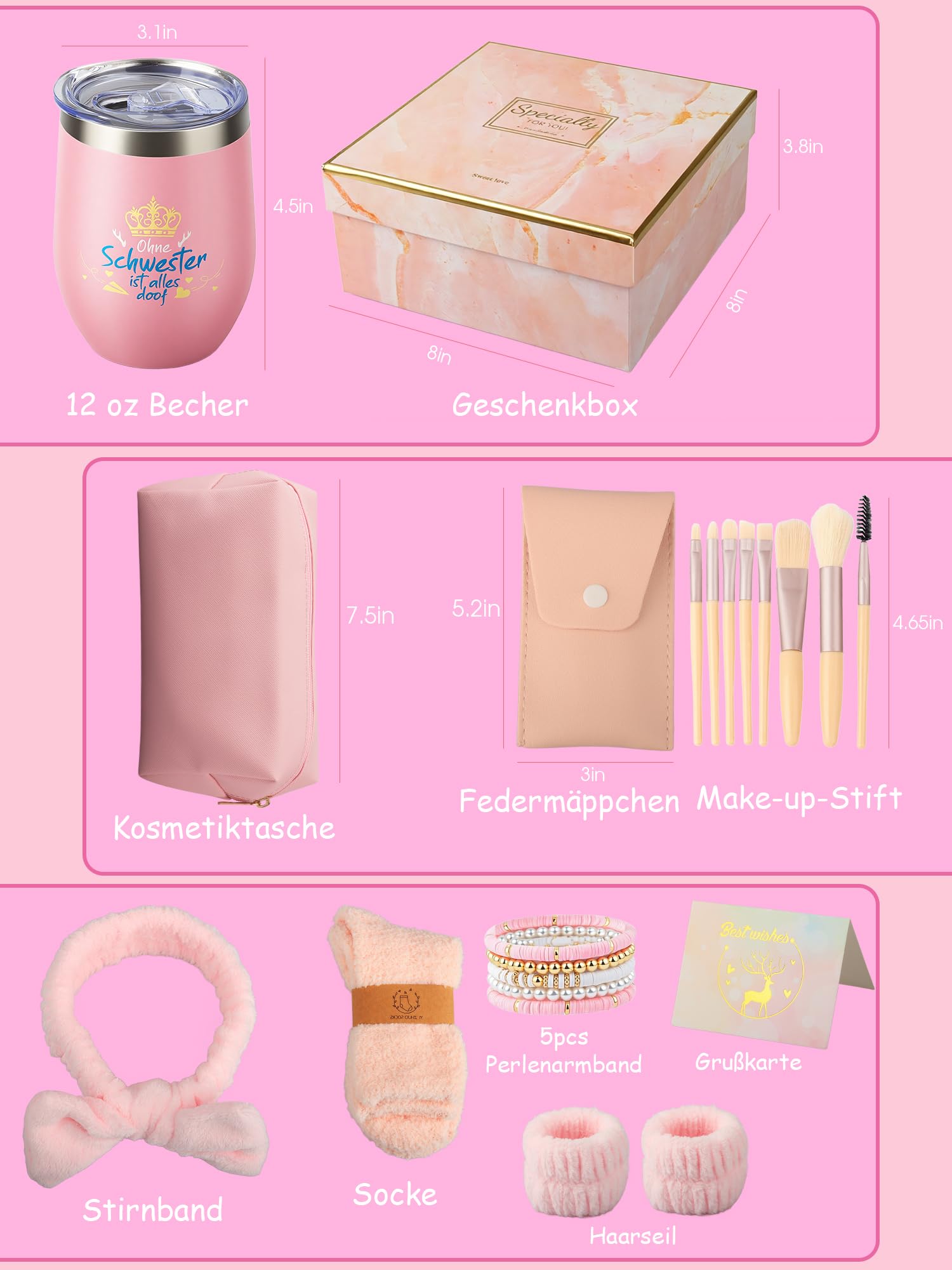 Teenager Geschenk-Set Für Mädchen 9-16 Jahre - Mit Thermobecher & Karte, Edle Verpackung