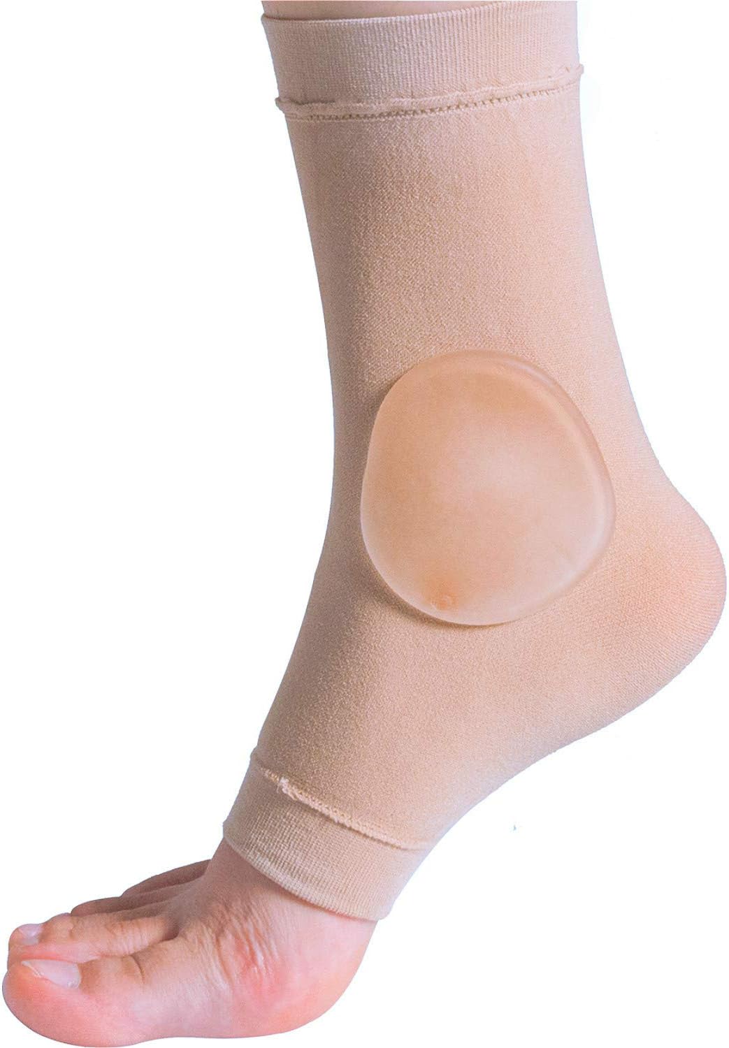 Elasticated Malleolar Sleeve with Two Gel Pads for Ankle Bone Cushioning & Protector, Great for Running, Skating, Cleats and Athletic Footwear - 1 Pair