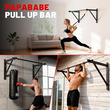 Wall Mounted Pull Up Bar, Chin Up Bar for Home Gym Strength Training