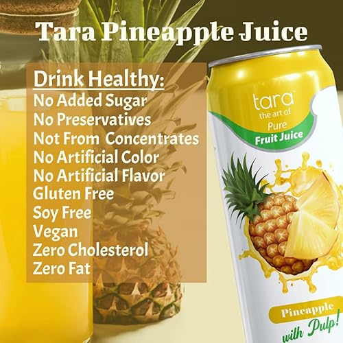 Miniatura 5 de Tara Jugo de fruta puro con pulpa, piña, 16.9 onzas líquidas (paquete de 12)
