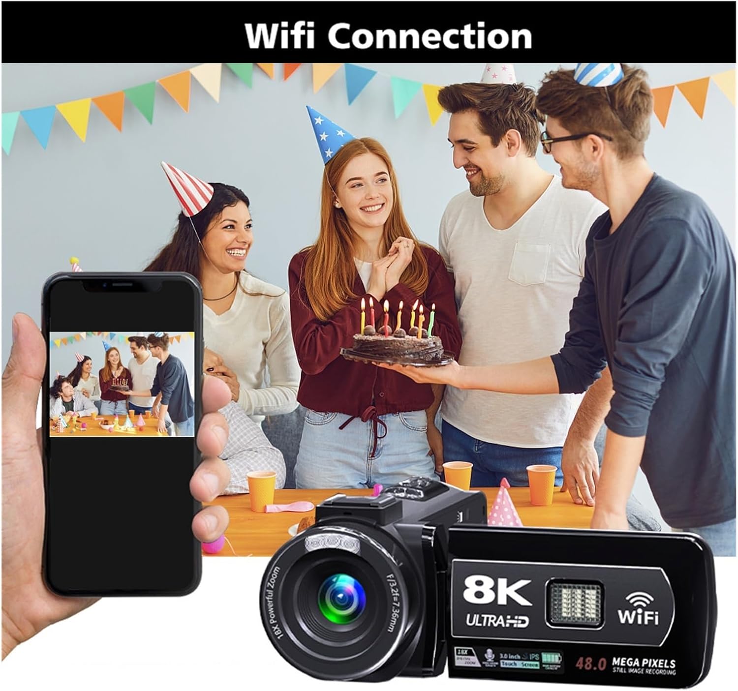 8K ULTRA HD ビデオカメラ 64MP MARVUE 8K 64MP Video Camera Camcorder with 18X Digital Zoom 3.0