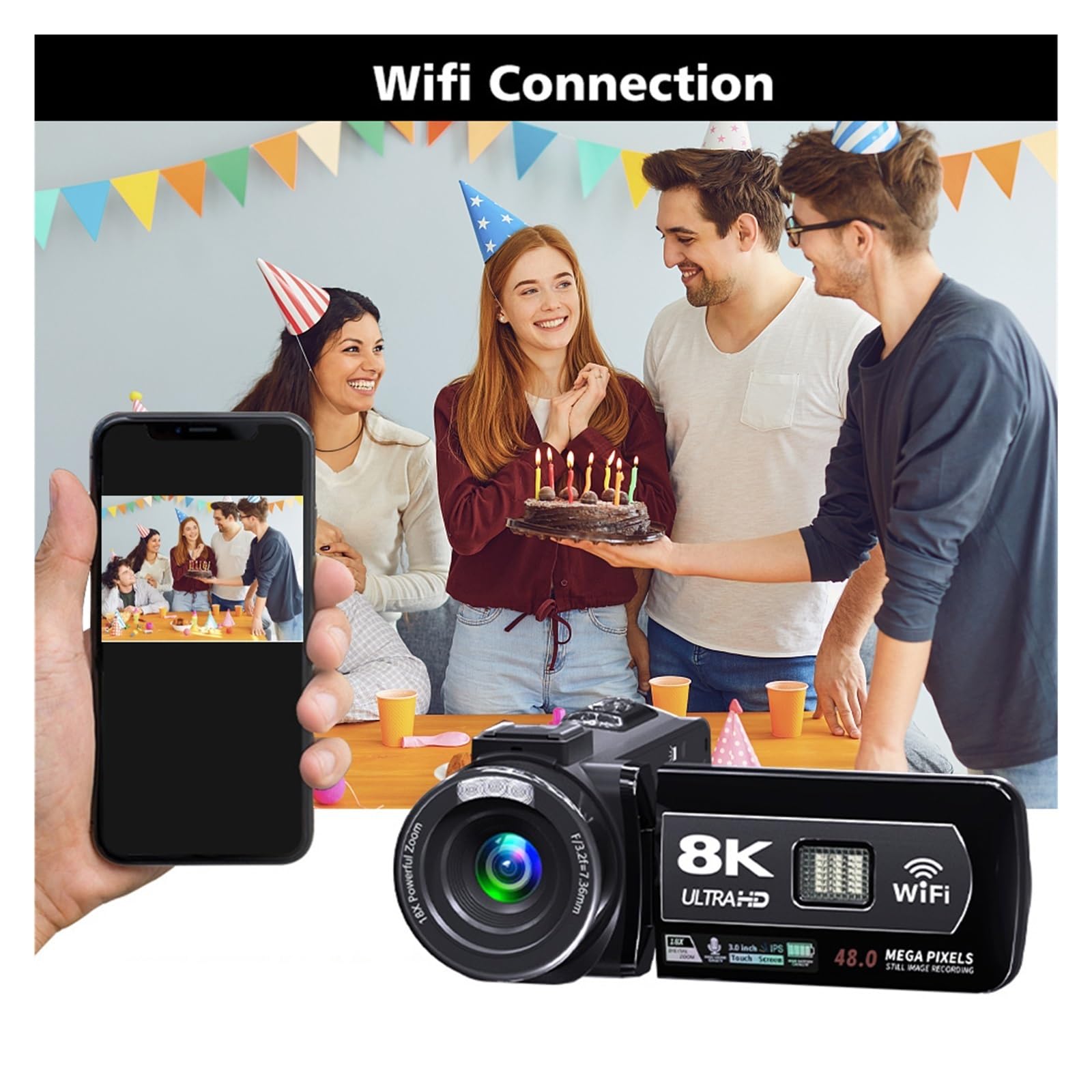 Amazon.co.jp: 8Kビデオカメラ 64MPデジタルビデオカメラ 18倍