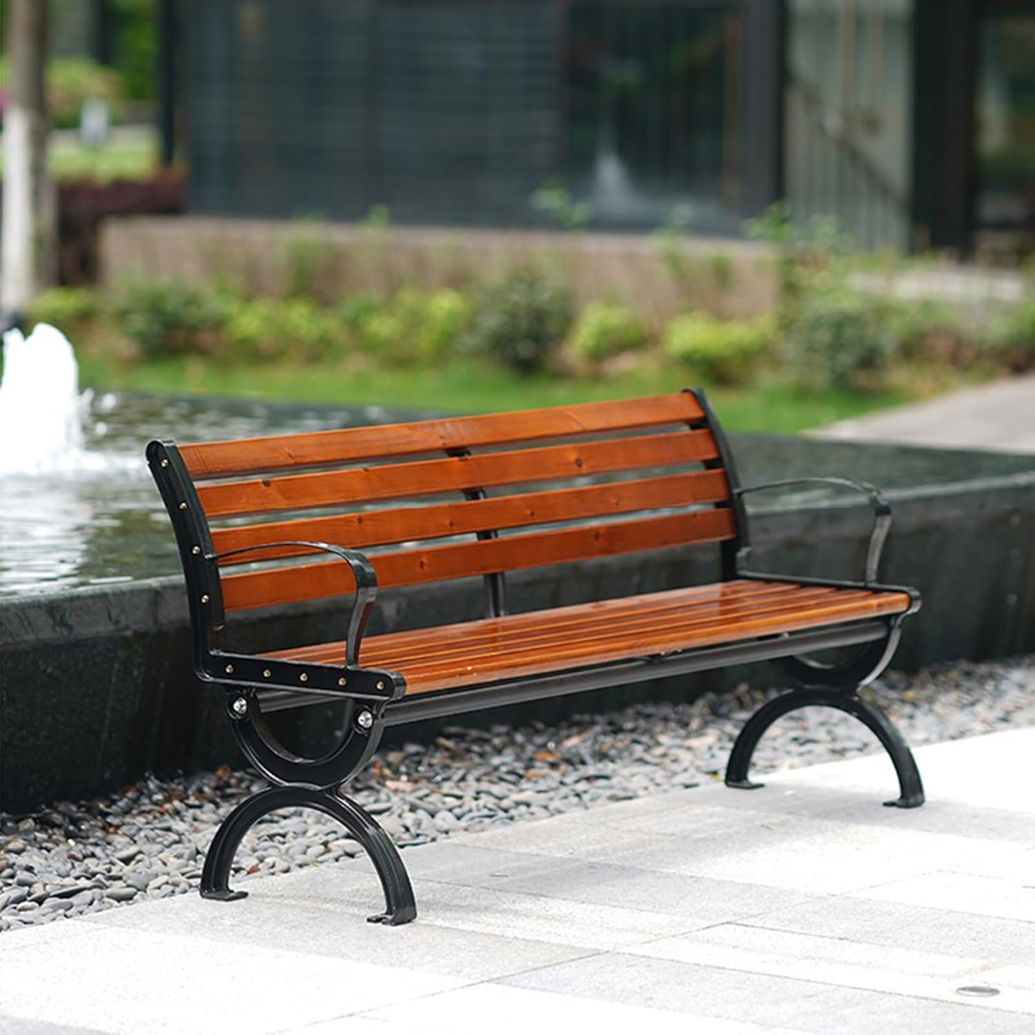 Solid Wood Garden Bench Wooden Garden Bench Patio Double Seat Durable Weatherproof Rustproof Non-Fading Outdoor Furniture Length 120cm(120 * 51 * 73cm)