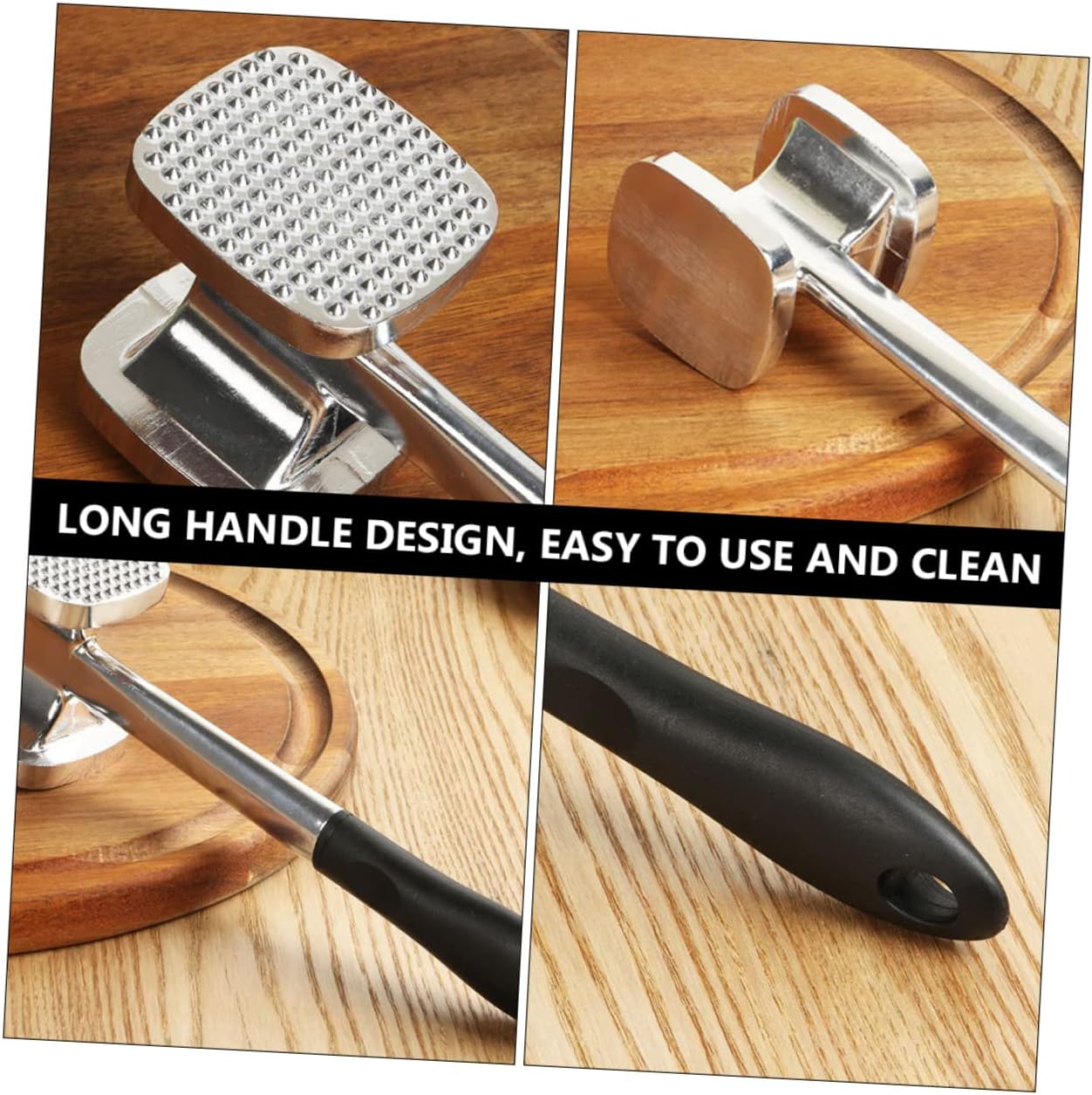 Alipis Aluminum Alloy Meat Tenderizer Mallet Ergonomic Double-sided Hammer for Effortless Meat Tenderizing Kitchen Comfortable to Clean Cooking Tool