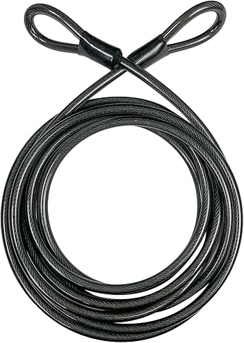 DELSWIN Cable de acero de seguridad con bucles, cables de acero para bicicleta resistentes de 6 pies, 15 pies, cable de bloqueo trenzado recubierto
