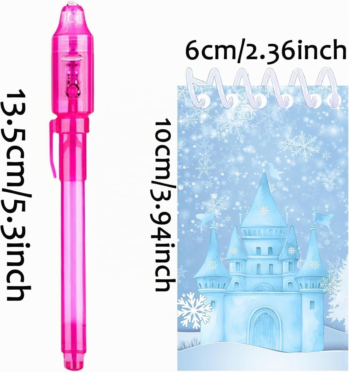 24 pezzi Frozen Themed Party favoriti, 12 penne UV e 12 mini quaderni cartoon Frozen per i bambini, regali per gli ospiti, calendario dell'Avvento