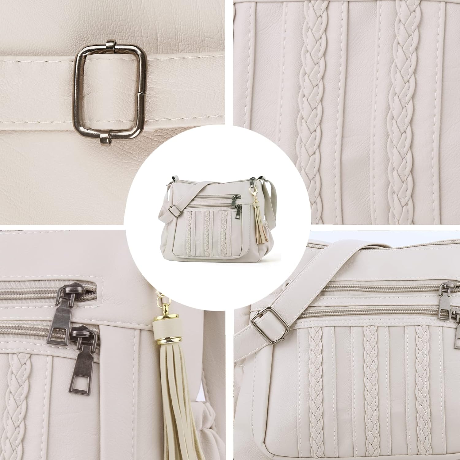 ELDA Purses for Women Pocketbooks Soft PU Leather Ladies Crossbody Purse Multi Pocket Shoulder Bag - Image 5