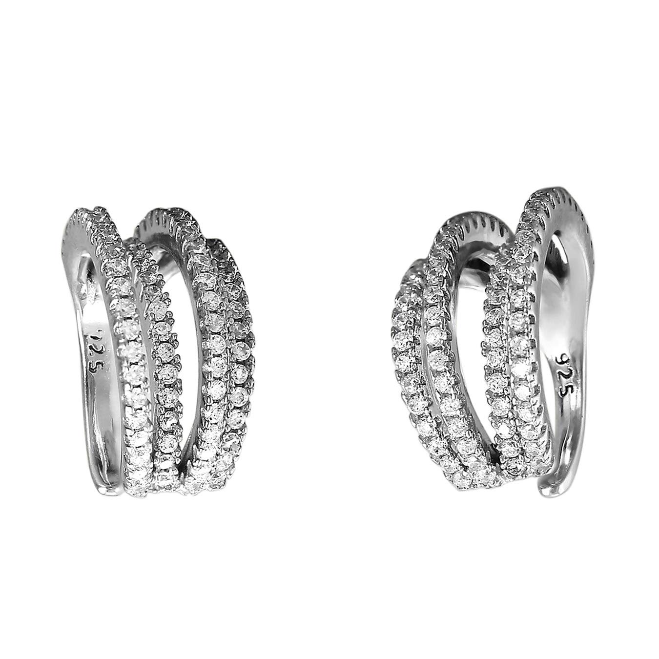 Ohrklemmen weiß Line Ear Cuff Zirkonia 925 Silber Ohrringe SilberDream D4GSO469W Ohrklemme