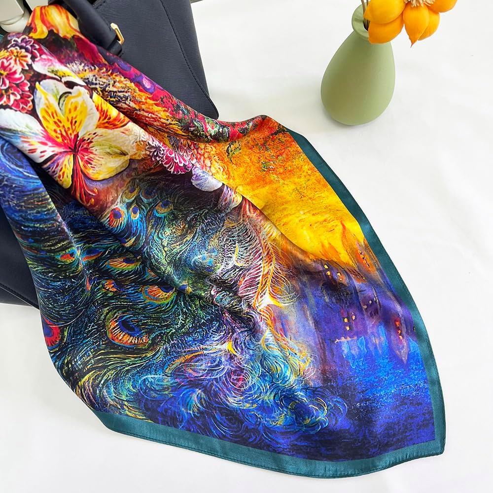 FONYVE 100% Mulberry Silk Scarf for Hair - 27" Square Head Scarf for Women - Lightweight Neck Scarf with Gift Packed image 5