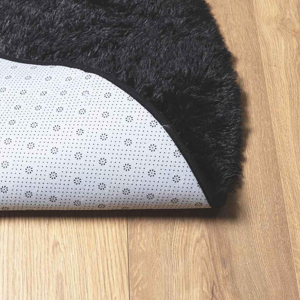 NAVARRA Tapis shaggy à poils longs, noir, 300 x 200 cm, ovale, en polyester, robuste, doux, moelleux, pour salon, chambre à coucher et bureau