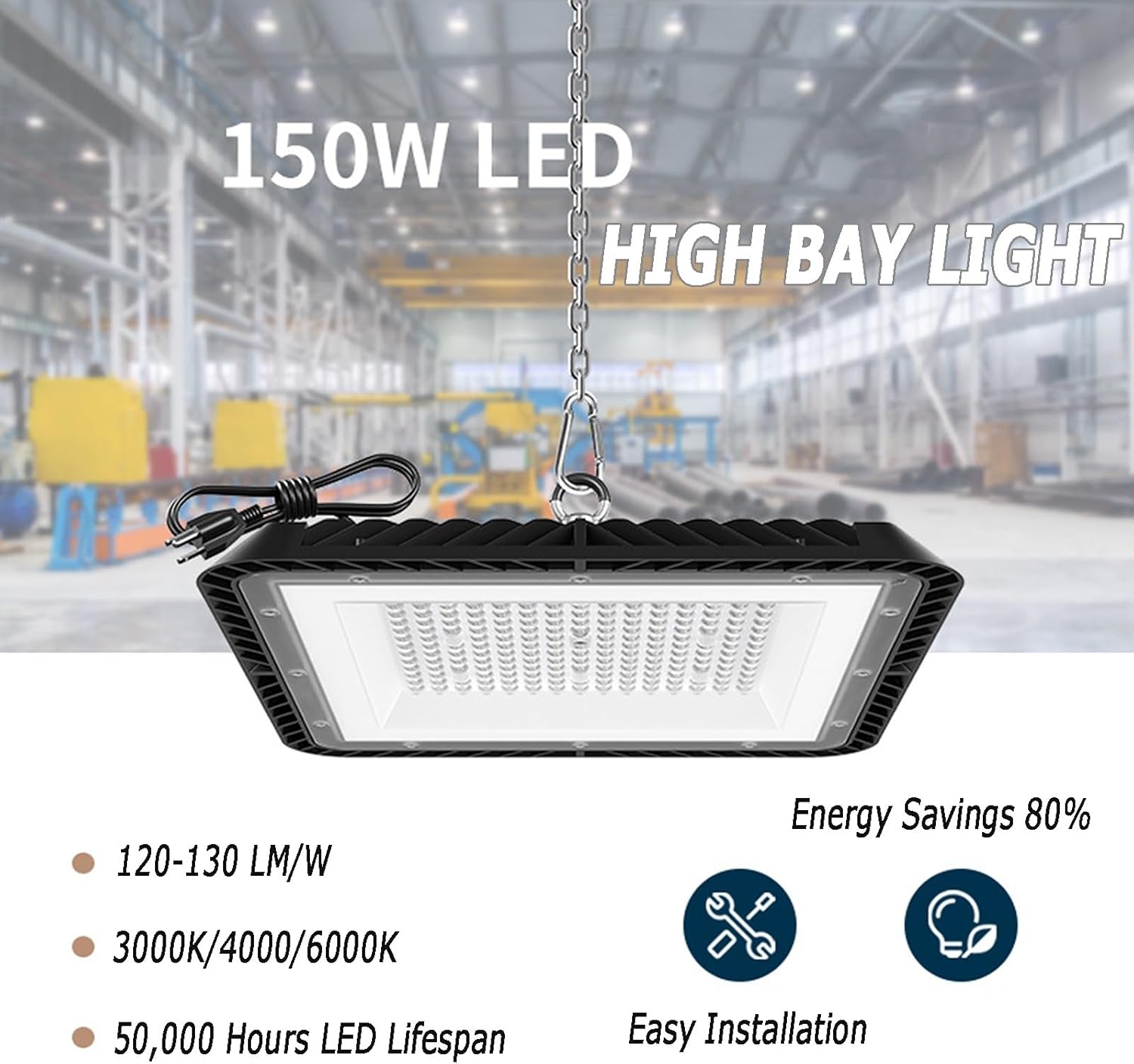 10 Pack UFO LED High Bay Light, 150W 19,500lm High Brightness 6000K LED High Bay Lights Replaces 800W MH with UL Listed Lamp for Gym Factory Barn Warehouse(10pcs,4000K)