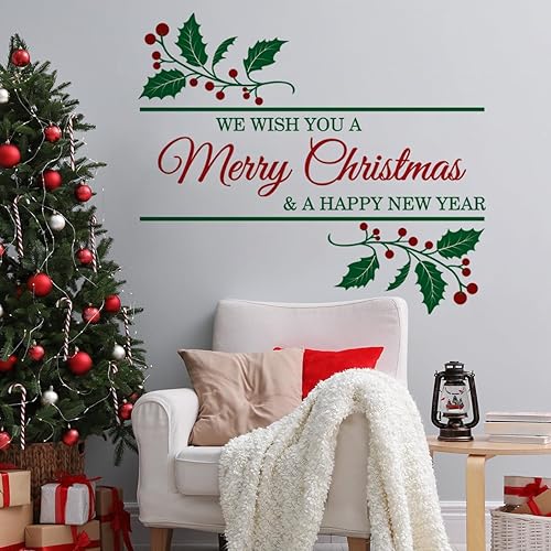Miniatura 58 de Calcomanías de pared para árbol de Navidad, calcomanías de pared de árbol de Navidad, vinilo de Feliz Navidad, calcomanía de arte de pared extraíble
