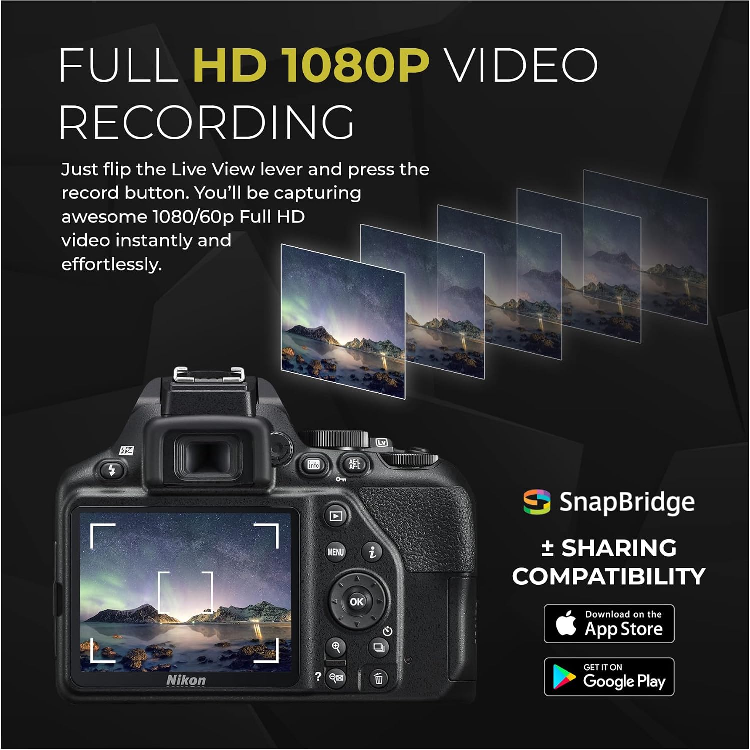 Nikon D3500 DSLR Camera with AF-P 18-55mm and 70-300mm Zoom Lenses Bundle with 64GB Card and Accessories (7 Items)