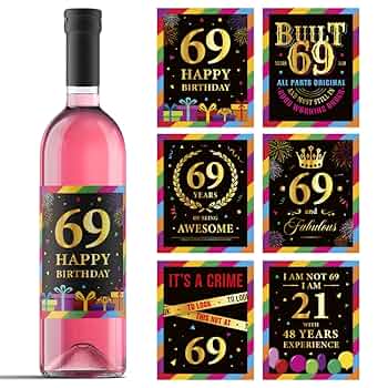 Amazon.com: 69th Birthday Wine Labels - Wine Bottle Stickers