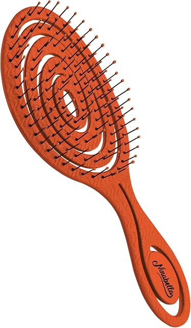 Ninabella Organic Detangle Hair Brush for Women, Men & Children - Does not Pull the Hair - Hair Straightening Brushes for Curly, Straight & Wet Hair - Unique Spiral Hairbrush