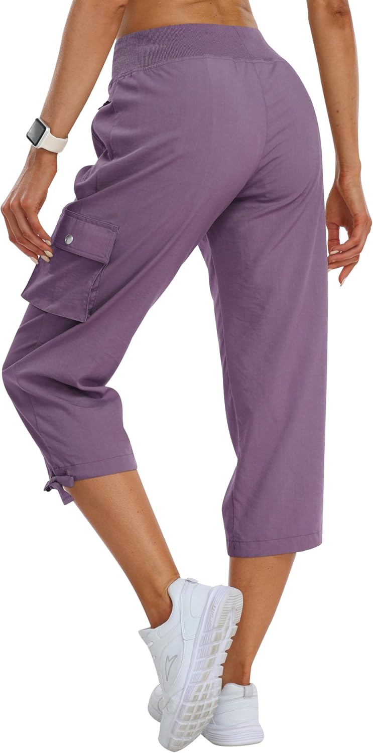  Women's Cargo Capris Pants Loose Fit Casual Hiking Pants Lightweight Quick Dry Travel Summer Pants for Women thumbnail