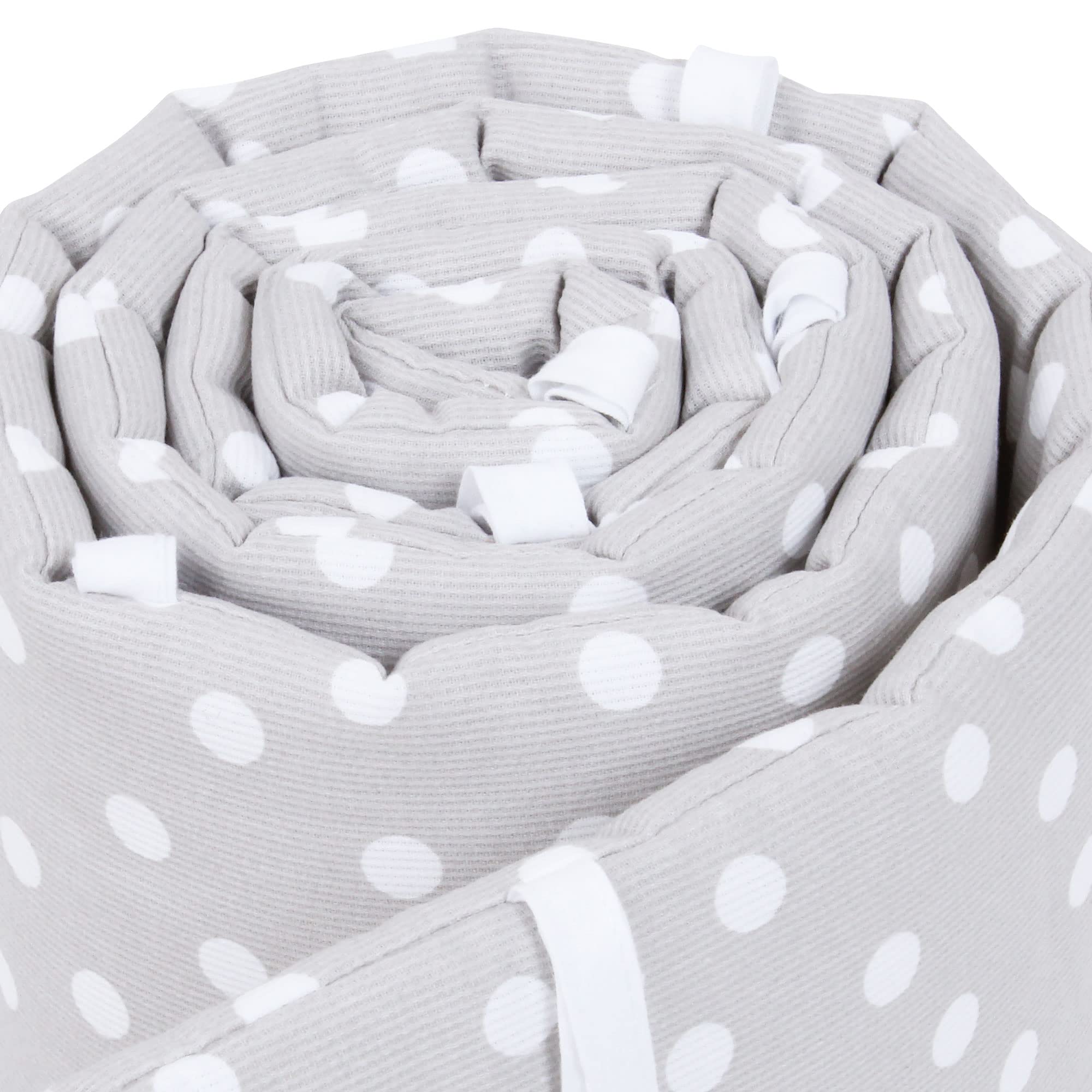 babybay Nestchen Mesh-Piqué / Bettumrandung für Beistellbett / Stoßschutz für Baby Bett, passend für Modell Maxi, Boxspring, Comfort und Comfort Plus, perlgrau Punkte weiß