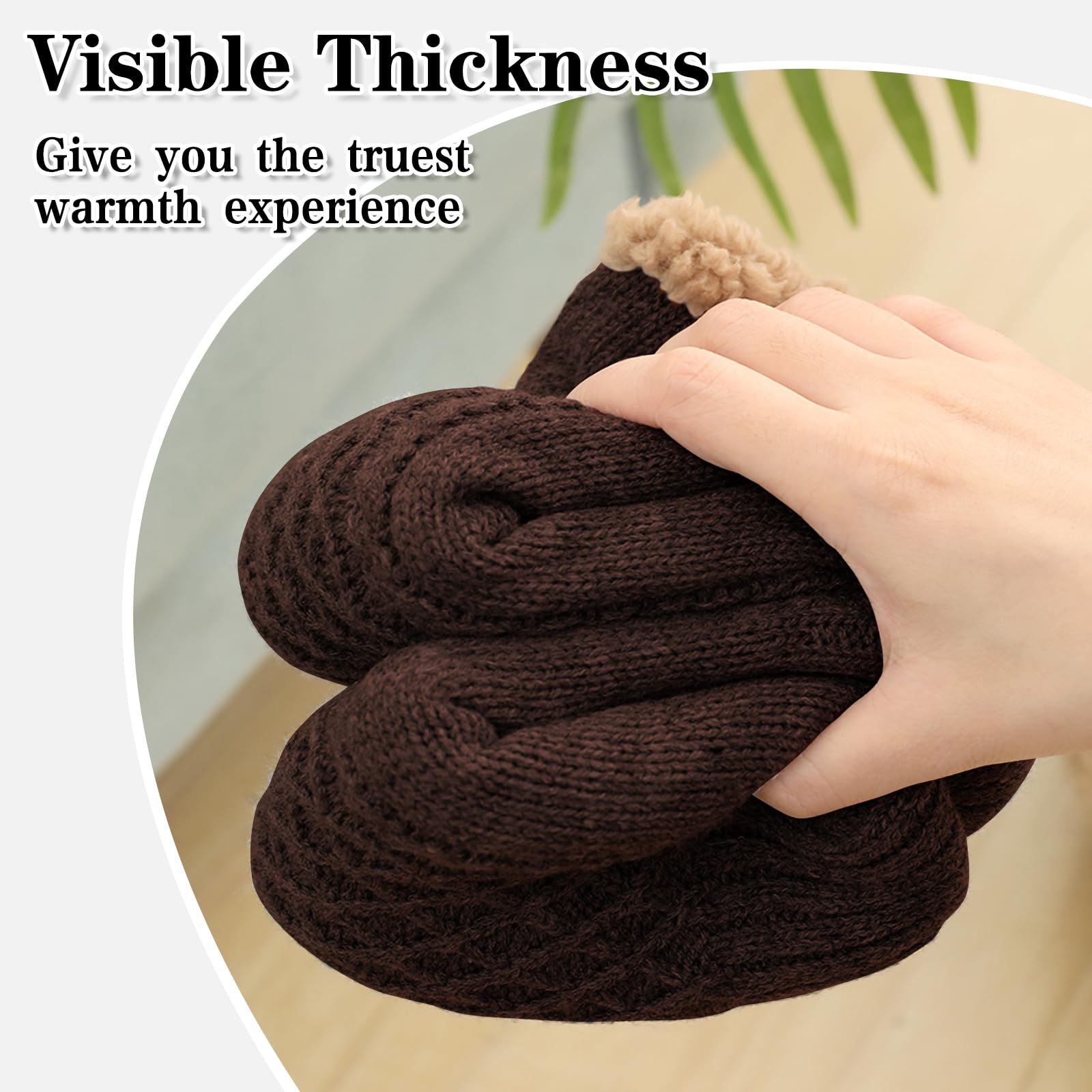 Chaussons chauds pour homme - Chaussettes d'intérieur antidérapantes en tricot