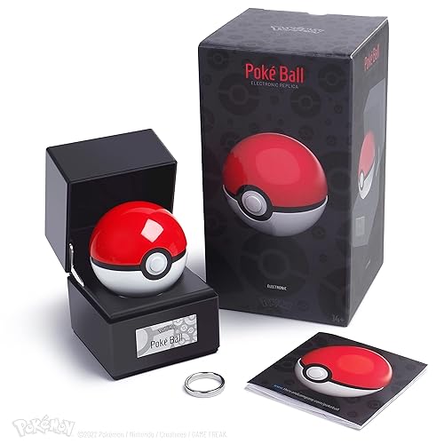 The Wand Company Original Poké Ball - Realistic, Electronic, Die-Cast Authentic Replica with Display Case Light Features – Officially Licensed by Pokémon - Original Poké Ball
