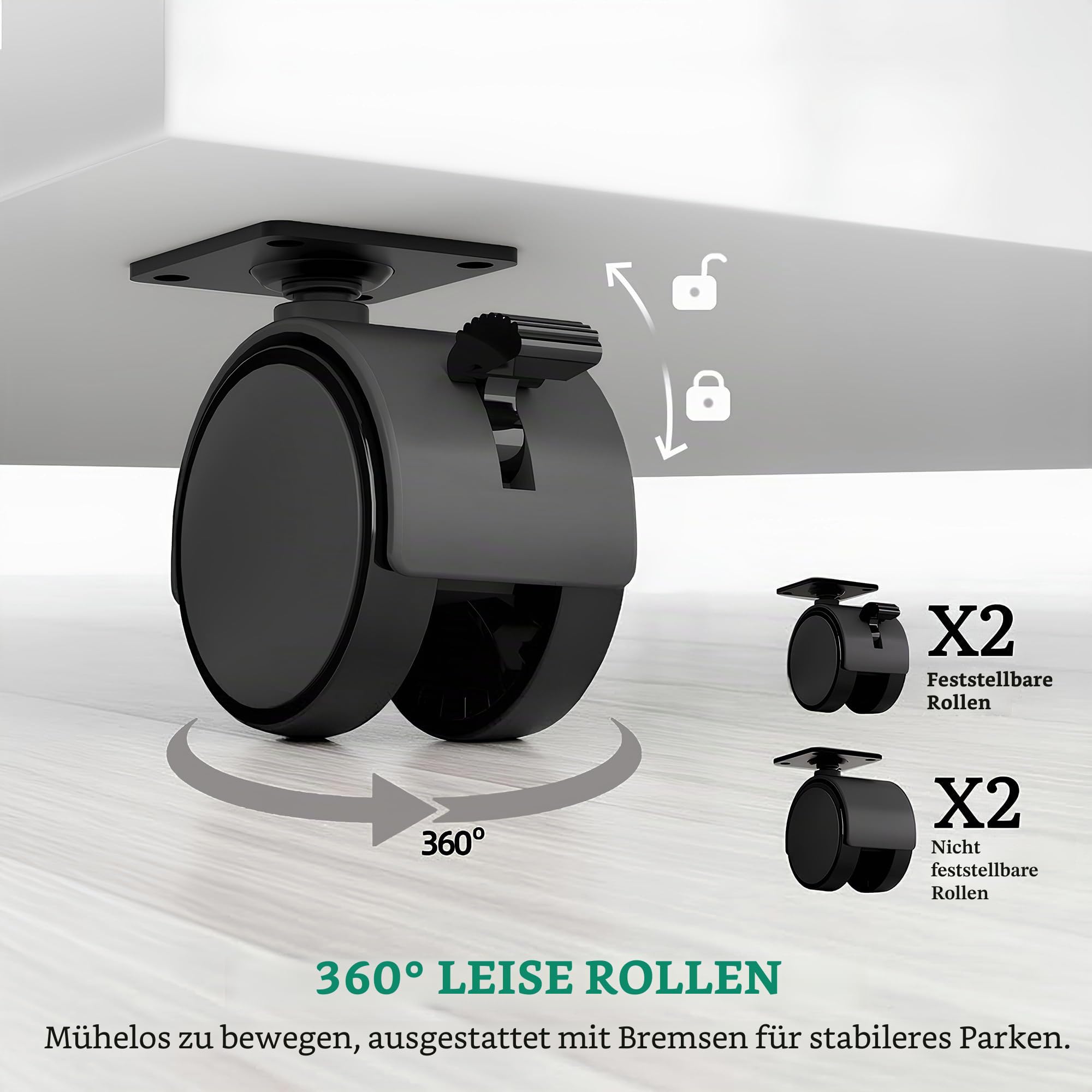 YITAHOME Rollcontainer mit 2 Schubladen, Aktenschrank mit verstellbarem Regal und Ablagefächern, Multifunktionaler Büroschrank Beistelltisch für Wohnzimmer, Schlafzimmer, Büro, Weiß