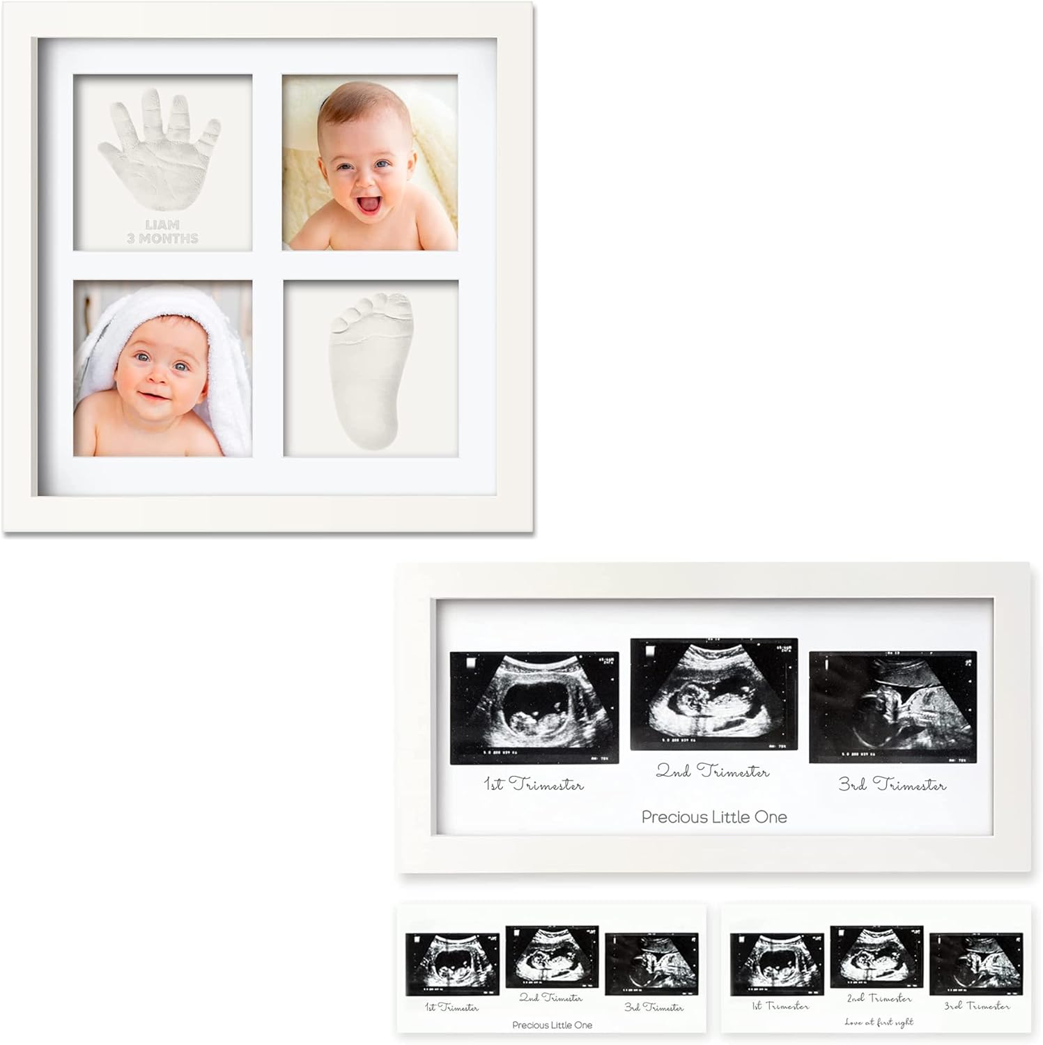 KeaBabies Baby Hand and Footprint Kit and Sonogram Picture Frame - Baby Footprint Kit - Trio Ultrasound Picture Frames For Mom To Be Gift - Baby Girl Gifts - Baby Ultrasound frame - Baby Boy Gifts