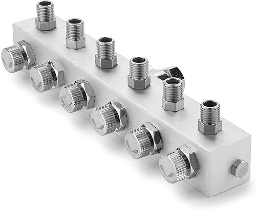 PointZero Colector de aerógrafo Divisor de manguera de aire de 6 vías 18 en grifos BSP