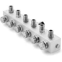 PointZero Airbrush Manifold 6-Way Air Hose Splitter 1/8 in BSP Taps
