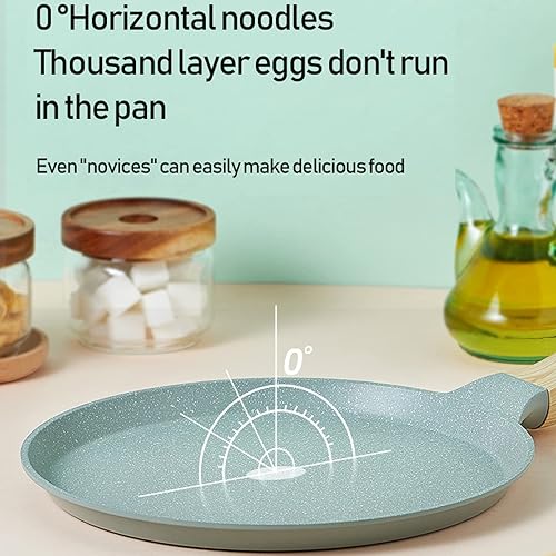 Miniatura 7 de ELINP Sartén antiadherente antiadherente de aleación de aluminio verde brillante para desayuno con mango ergonómico para cocina (9.4 in)