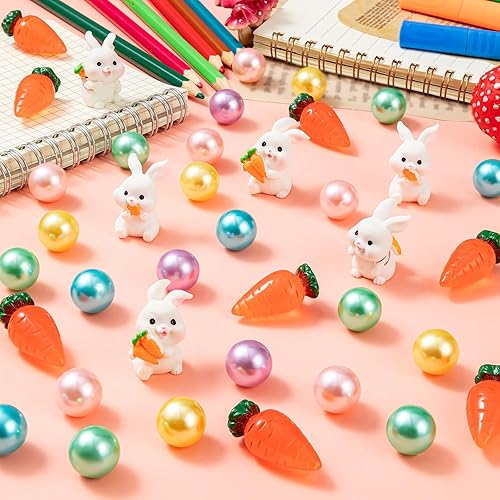 Miniatura 6 de 120 piezas de relleno de jarrón de Pascua, cuentas de perlas multicolor de bastón de caramelo, perlas de imitación para jarrones, decoración de