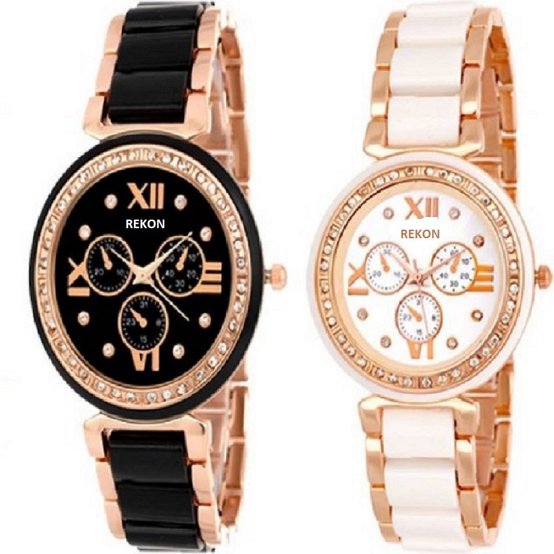 REKON Black & Gold Stylish Chronograph Watch For Girl/Women (B07B6LX72T) Amazon Price History, Amazon Price Tracker