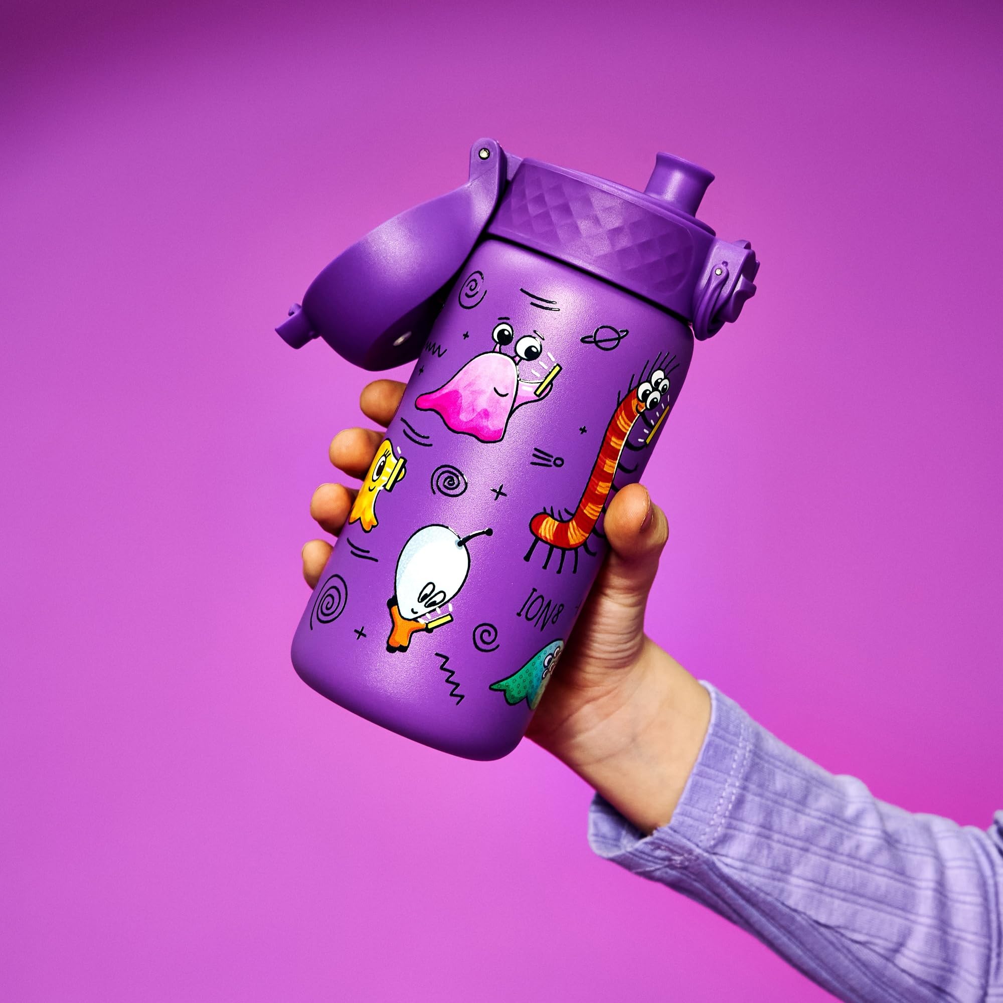 Ion8 Lightweight Steel Kids Water Bottle, 400ml/13oz, Non-Insulated, Leak Proof, Easy to Open, Secure Lock, Dishwasher Safe - Image 3