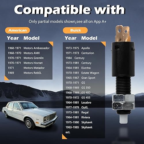 Miniatura 3 de Interruptor de luz de freno compatible con Buick American Motors Cadillac Chevy para Dodge Chrysler Ford Gmc para Jeep Oldsmobile Plymouth Pontiac