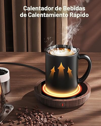 Miniatura 2 de SWEETFULL Calentador de taza de café, calentador eléctrico de 36 W para escritorio con 3 ajustes de temperatura, calefacción avanzada con control de