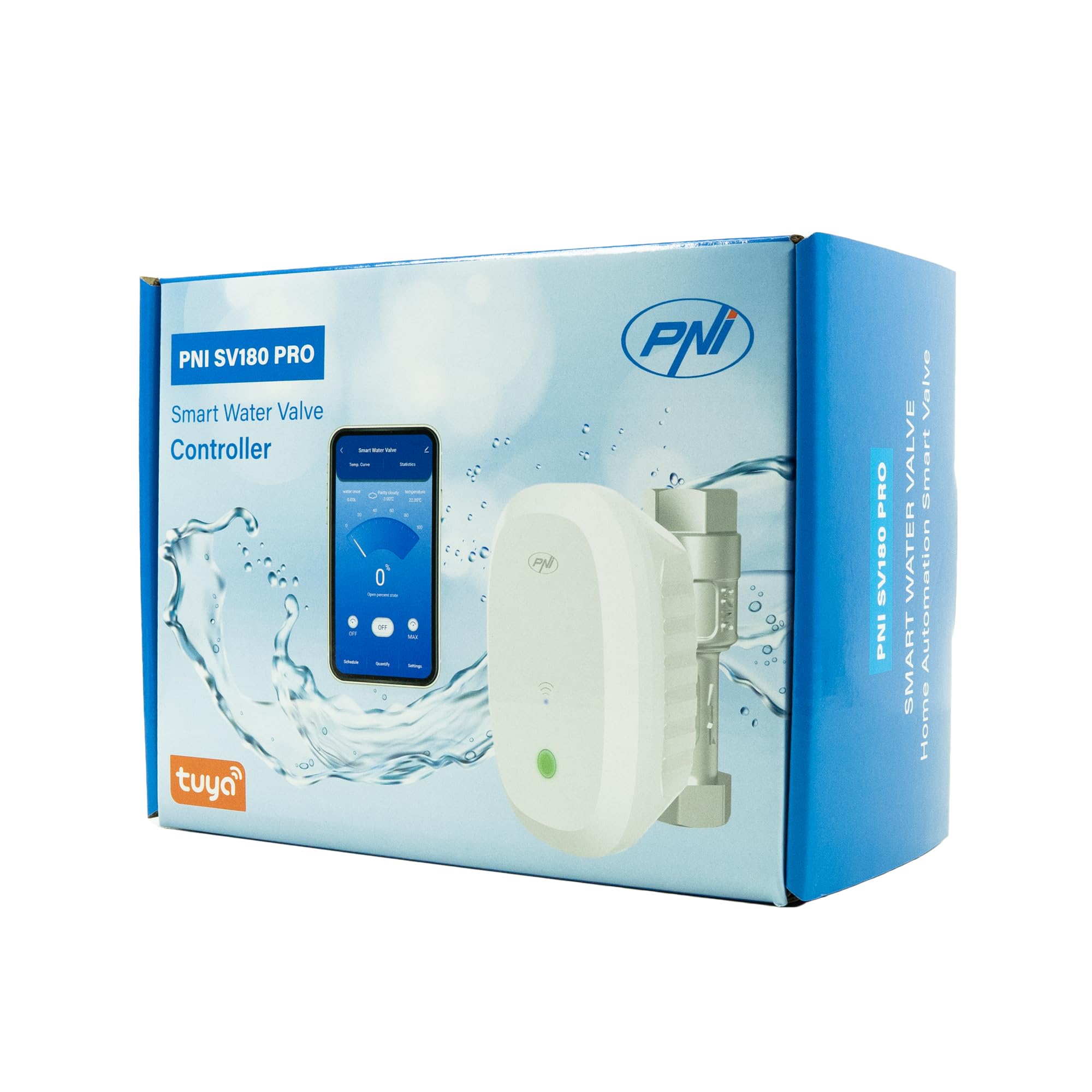 PNI Válvula de agua inteligente PNI-SV180P SV180 PRO, conectividad Wi-Fi, IP65, DN20, aplicación Tuya 3/4, compatible con Amazon Alexa y Google Home
