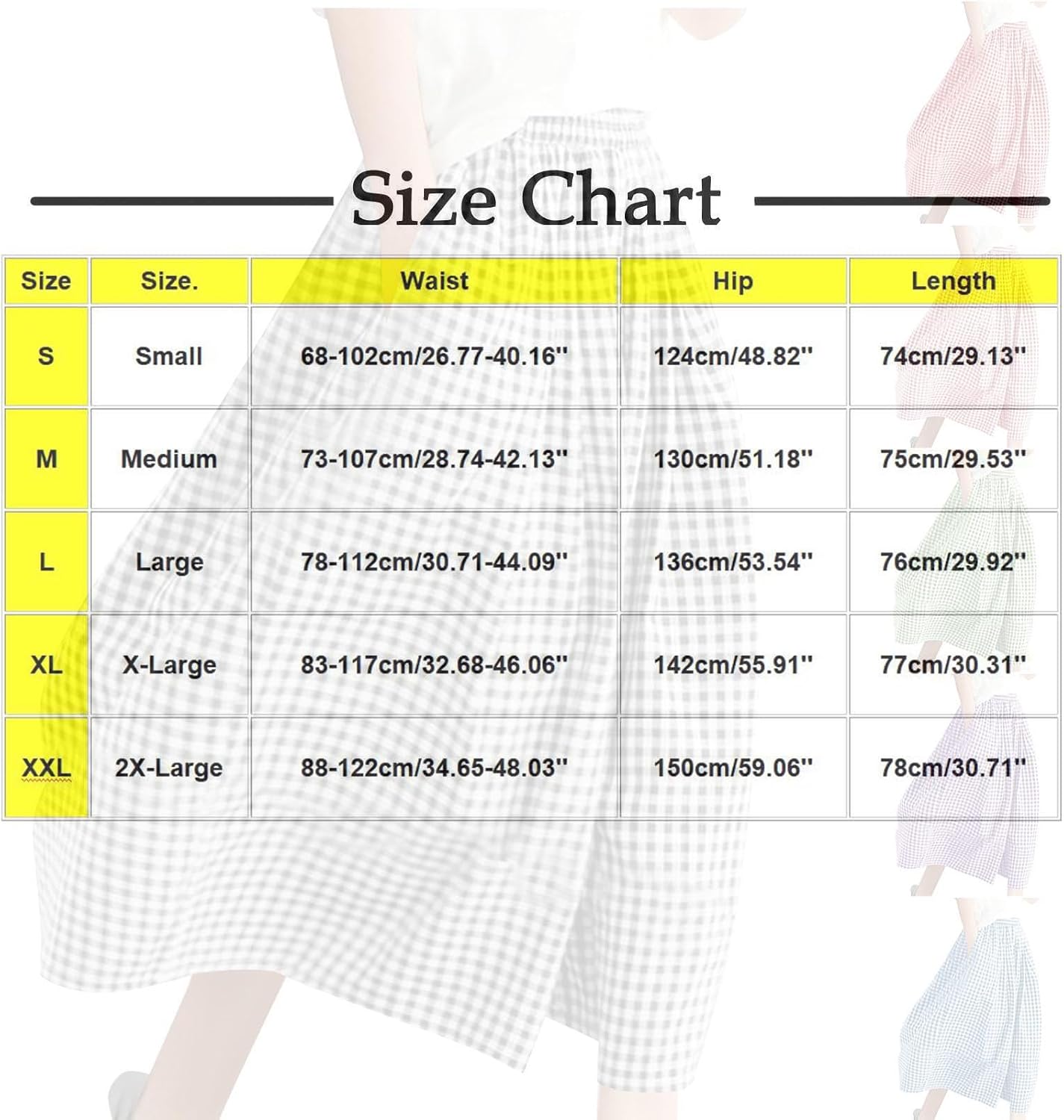 Women's Plaid Gingham Wide Leg Pants Elastic Waist Loose Culottes Flowy Capri Summer Casual Palazzo Pant with Pocket