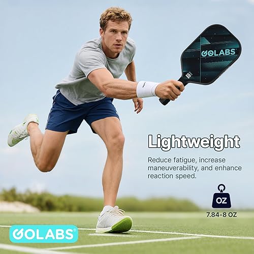Miniatura 4 de Golabs Juego de 2 palas de pickleball PB1, superficie de fibra de vidrio duradera y núcleo de polímero STR-Core de 0.630 in, aprobado por USAPA, 8