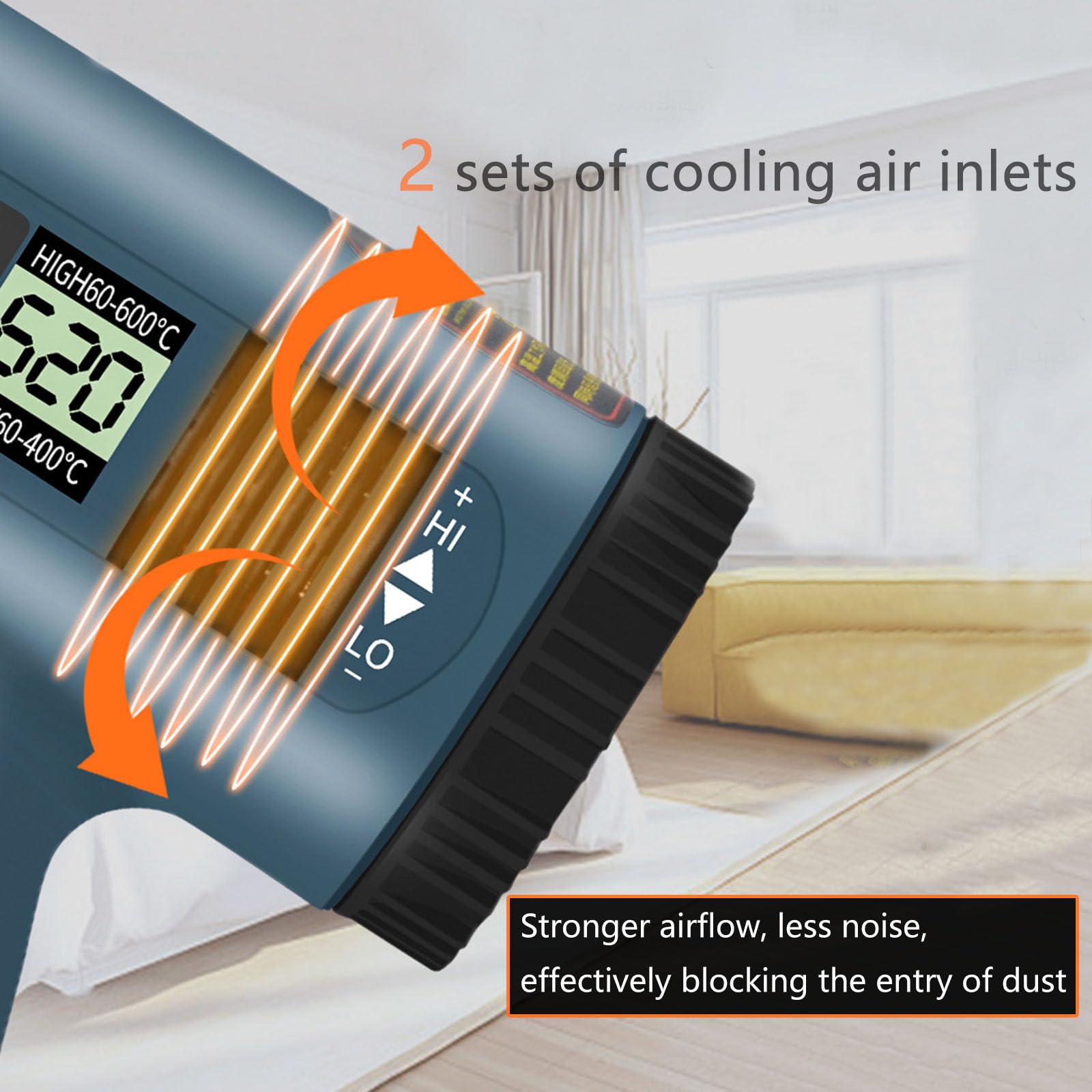 Pistola De Calor Con Pantalla Digital - 2000W Pistolas De Aire Caliente, Control De Temperatura (60-650 ℃), Con 4 Boquillas Para Ablandar Pintura, Adhesivo, Encoger PVC