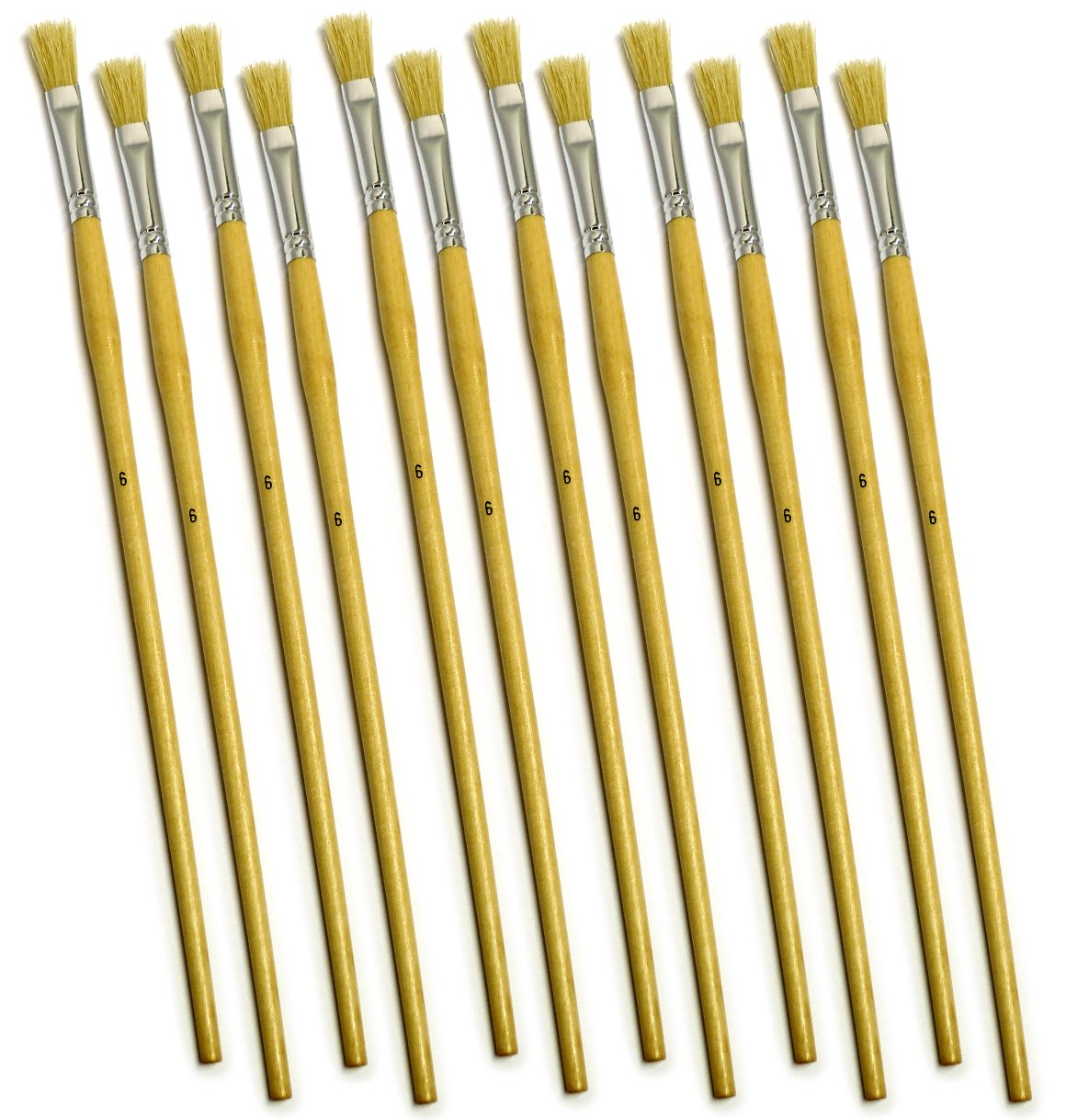 12 x Decorators Flat Fitch Fine Detail Decorating Paintbrushes Size 6