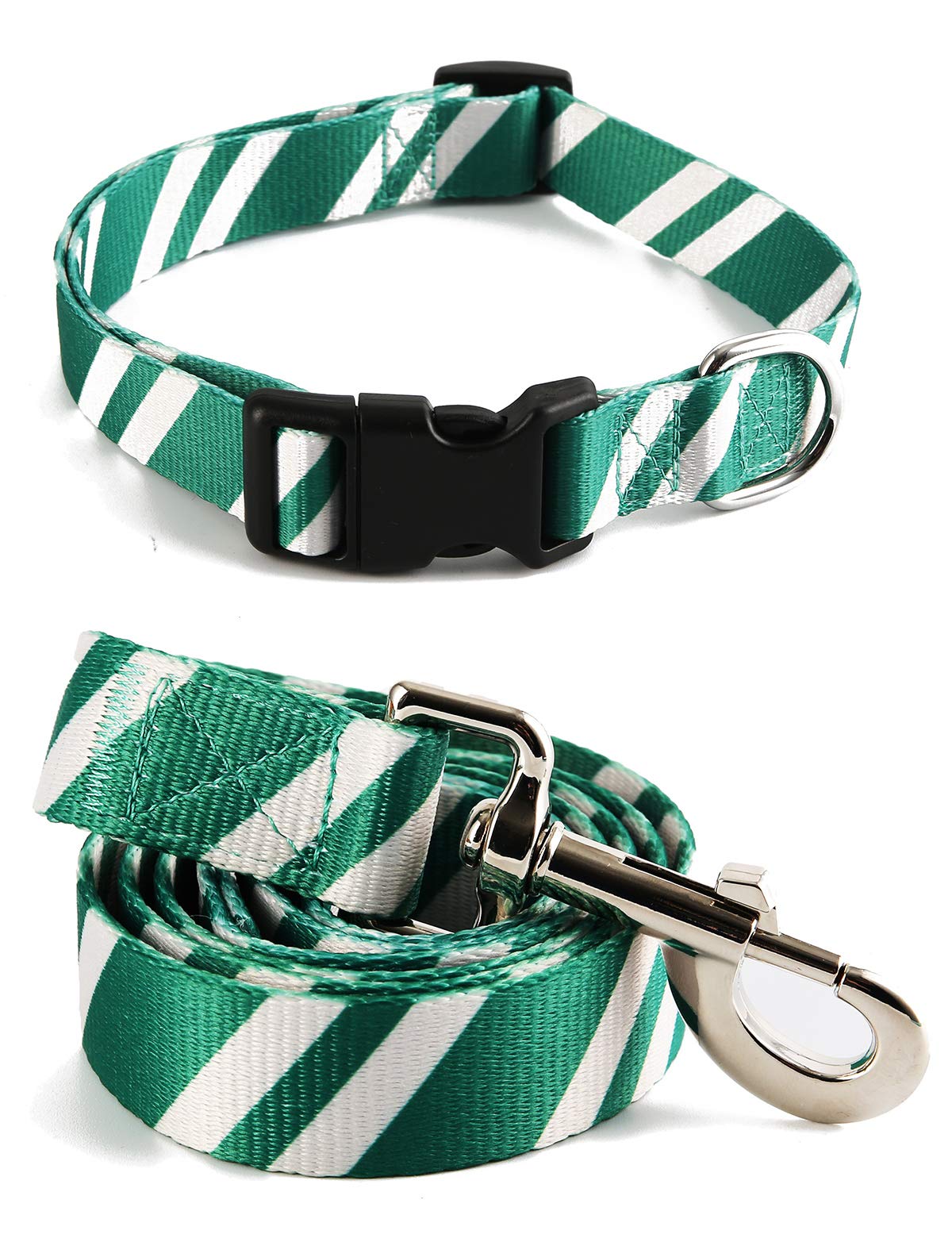 2PCS Halloween Dog Collar Pet Cat Puppy Wizard School Printing Adjustable Collars with Funny Leash for Pets Dogs Cats Small Medium Large (Green,Medium)