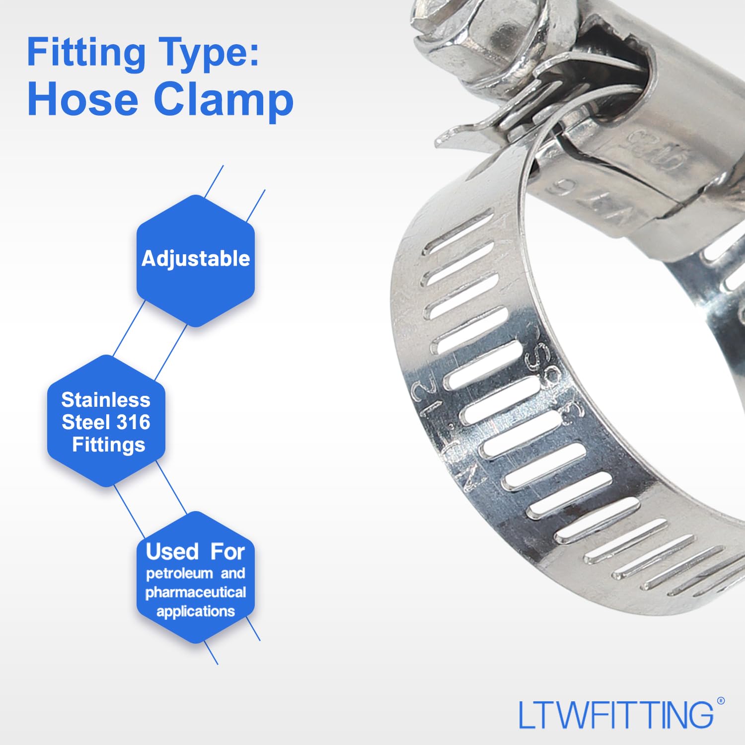 LTWFITTING 11-20mm 14-27mm 17-32mm Edelstahl 316 Schlauchschellen-Set, verstellbare Schraubband-Schellen für Automobilkühler, Kraftstoffleitungen, Sanitärinstallationen und Ladeluftkühler(60 Stück)