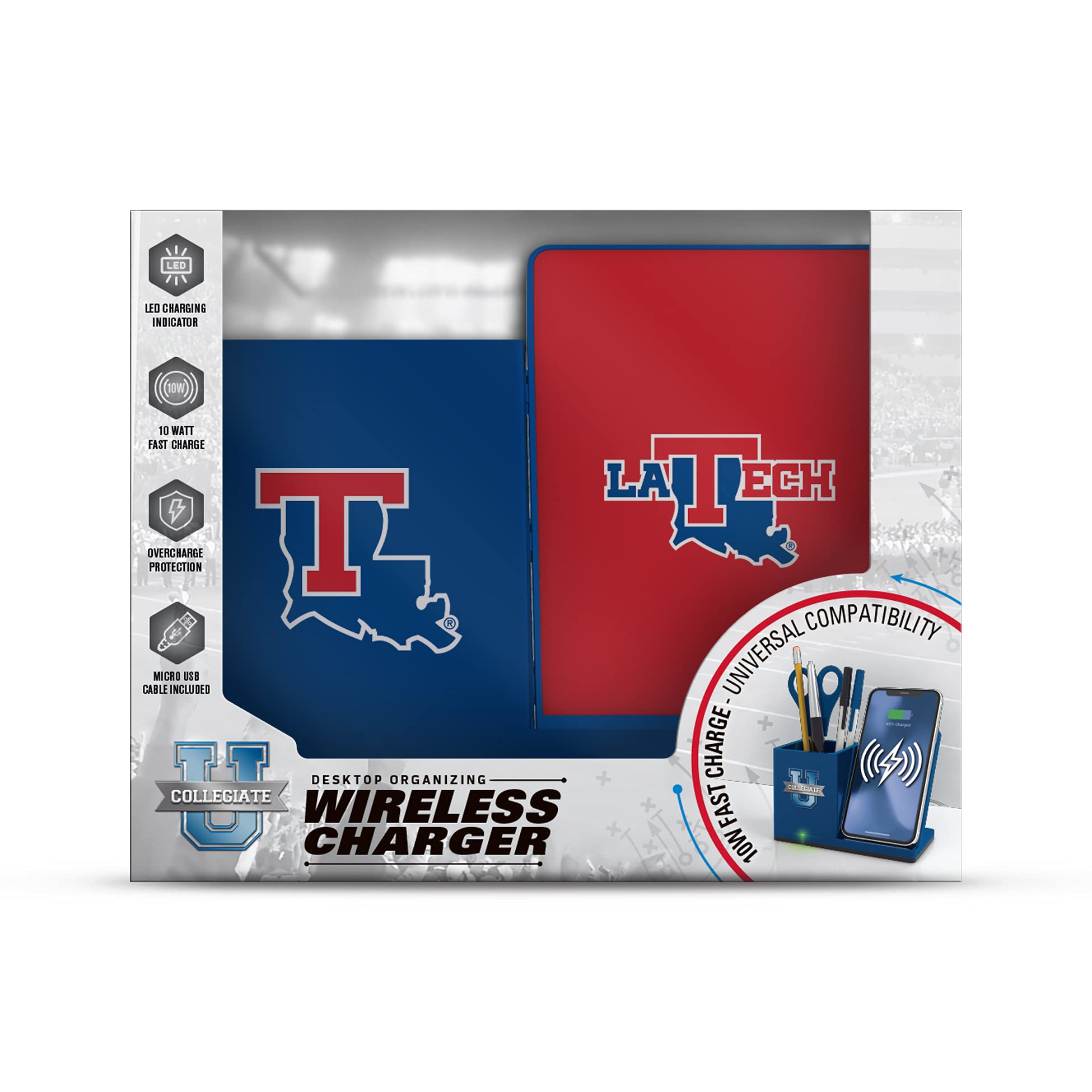 Prime Brands Group Organizzatore da tavolo di ricarica wireless NCAA, Bulldogs di tecnologia della Louisiana