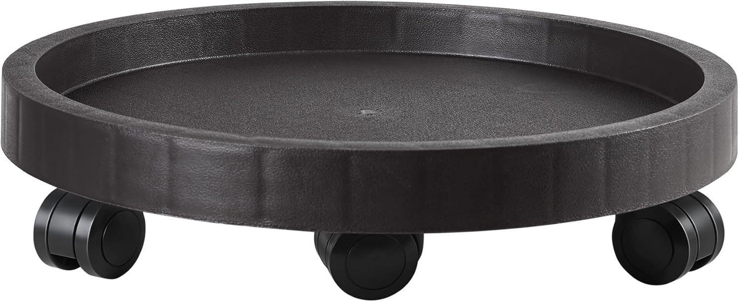 17.5 Inch Planter Caddies Rolling Saucer Caddy with Wheels, Heavy Duty Wheeled Stand for Potted Plant, Round Coaster Roller Base Tray with Casters, Flower Pot Dolly Holder for Indoor Outdoor 17.52" (17 ²³/?? in) Brown