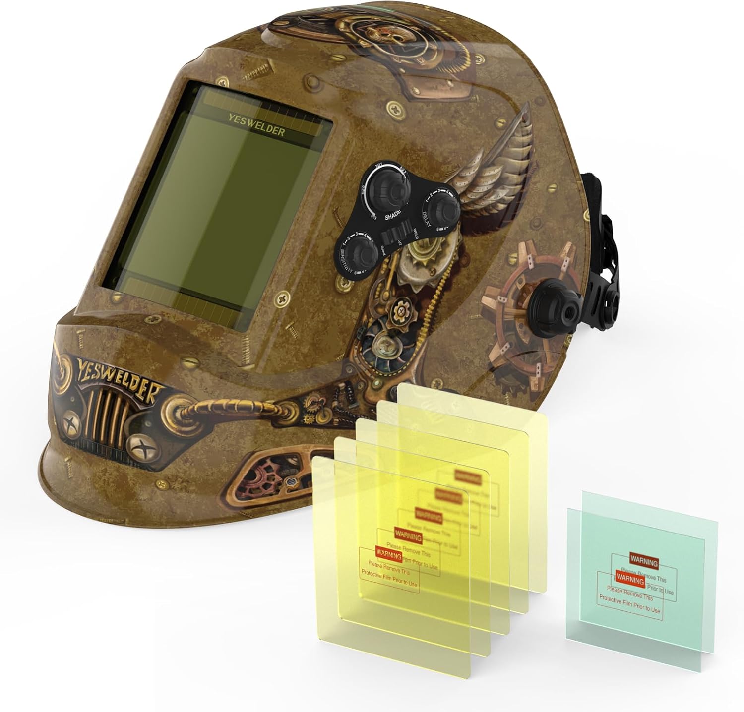 YESWELDER Large Viewing Screen 3.93"X3.66" True Color Solar Power Auto Darkening Welding Helmet & Blue Light Blocking Replacement Lens