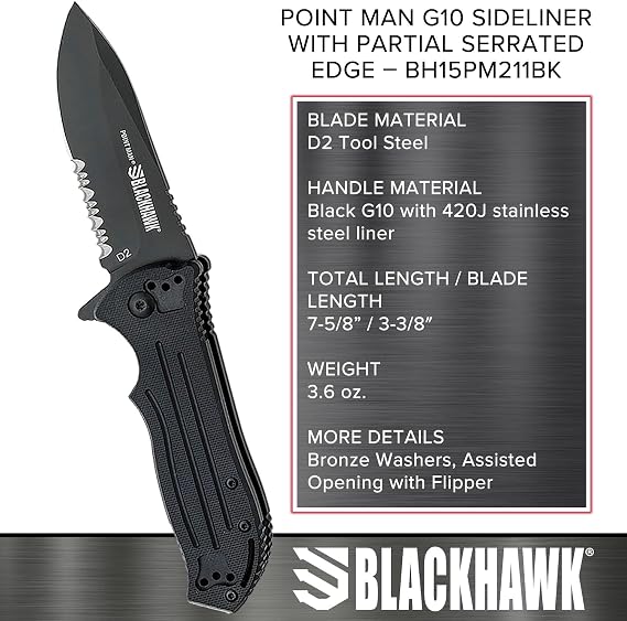 Point Man G10 Sideliner With Partial Serrated Edge