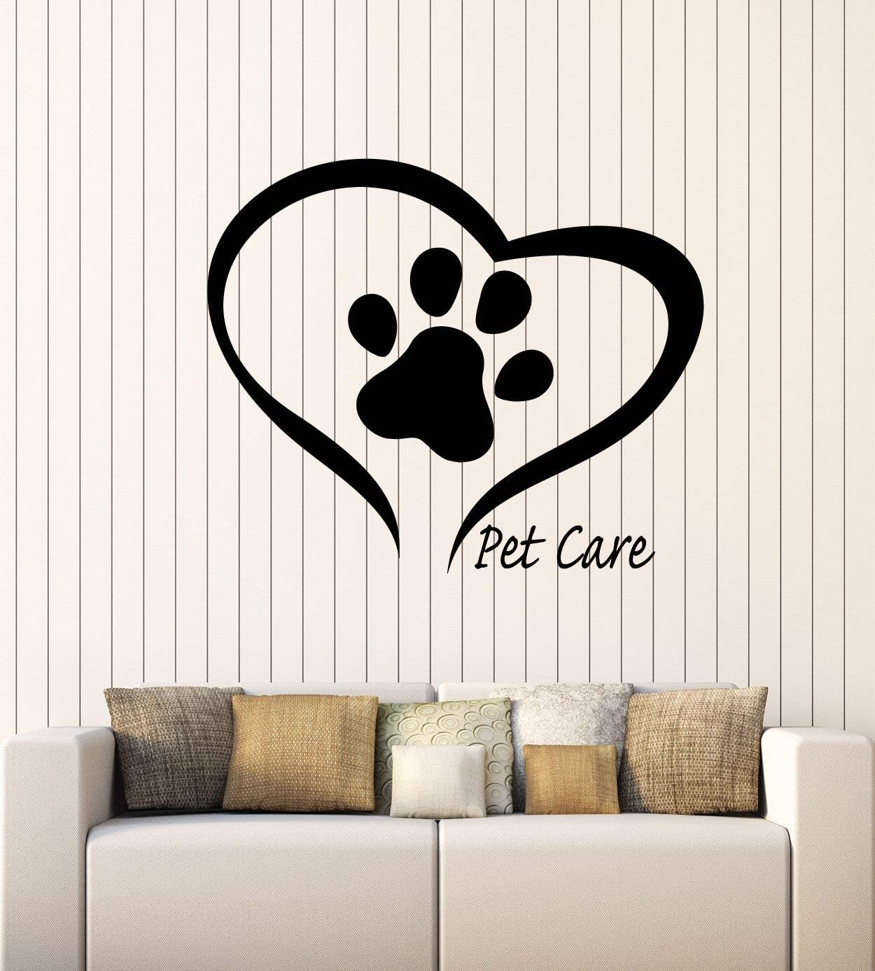 WallStickers4ever Vinyl Wall Decal Pet Care Home Animals Love Paw Prints Stickers Mural Large Decor (g3602) Black