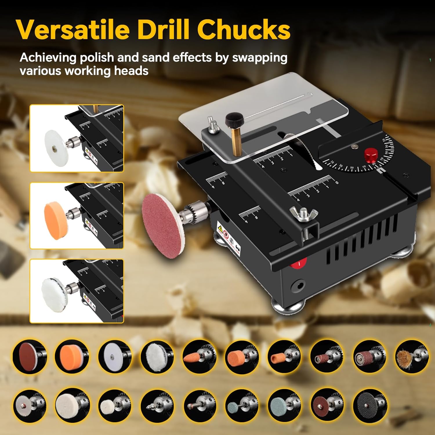 Mini Multi-Functional Table Saw, Mini Table Saws for Crafts, Multi-functional Mini Table Saw for Wood Cutting, Angle Adjustable with More Accessories - (10" Table Saw-Pro Kit)