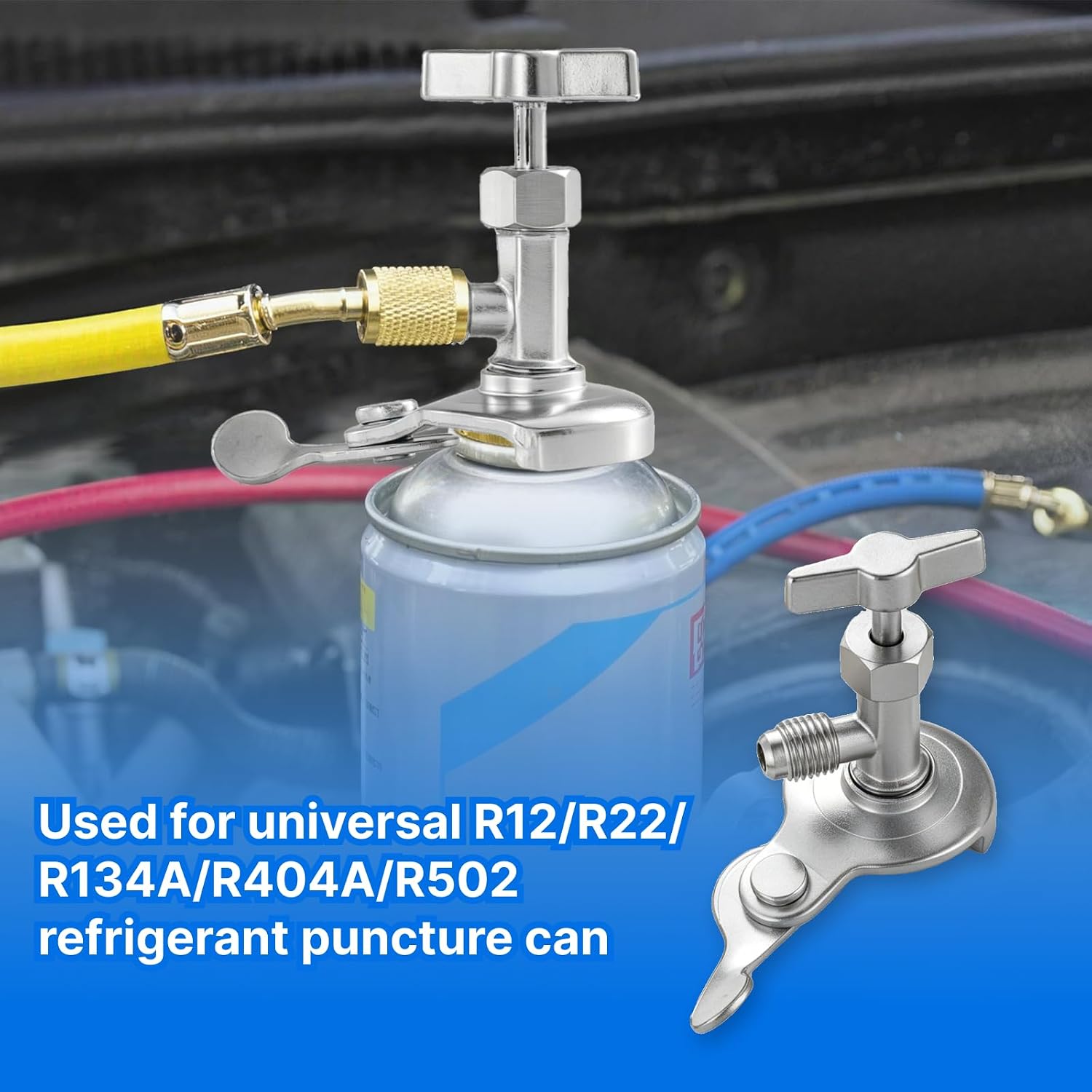 AC Can Tap Valve Kit, R12 R22 Can Opener with Refrigerant Charging Hose