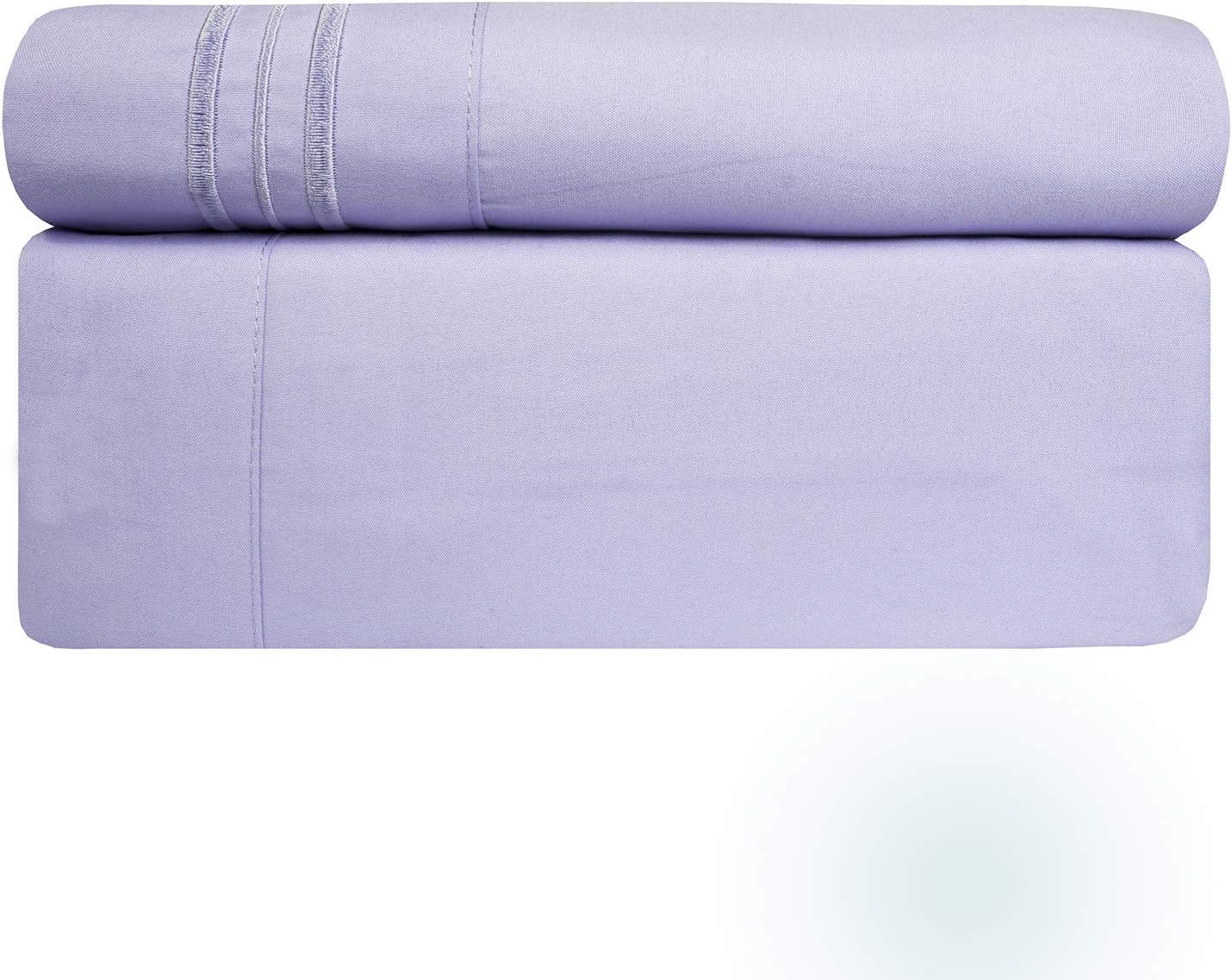 Sweet Home Collection Luxury Bedding Set including Flat, Fitted Sheet, 2 Pillow Cases, Microfiber, Lavender, King - Image 3