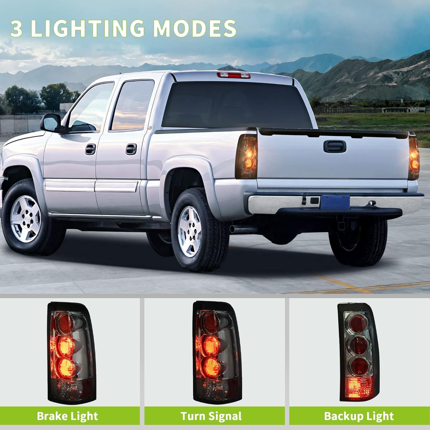 AUTOSAVER88 Tail Lights Compatible with 1999-2002 Chevy Silverado 1500/2500/1500 HD/2500 HD/3500, 99-06 GMC Sierra 1500 1500HD 2500 2500HD 3500 Smoke Lens Taillights Pair (ONLY Fit Fleetside Models)