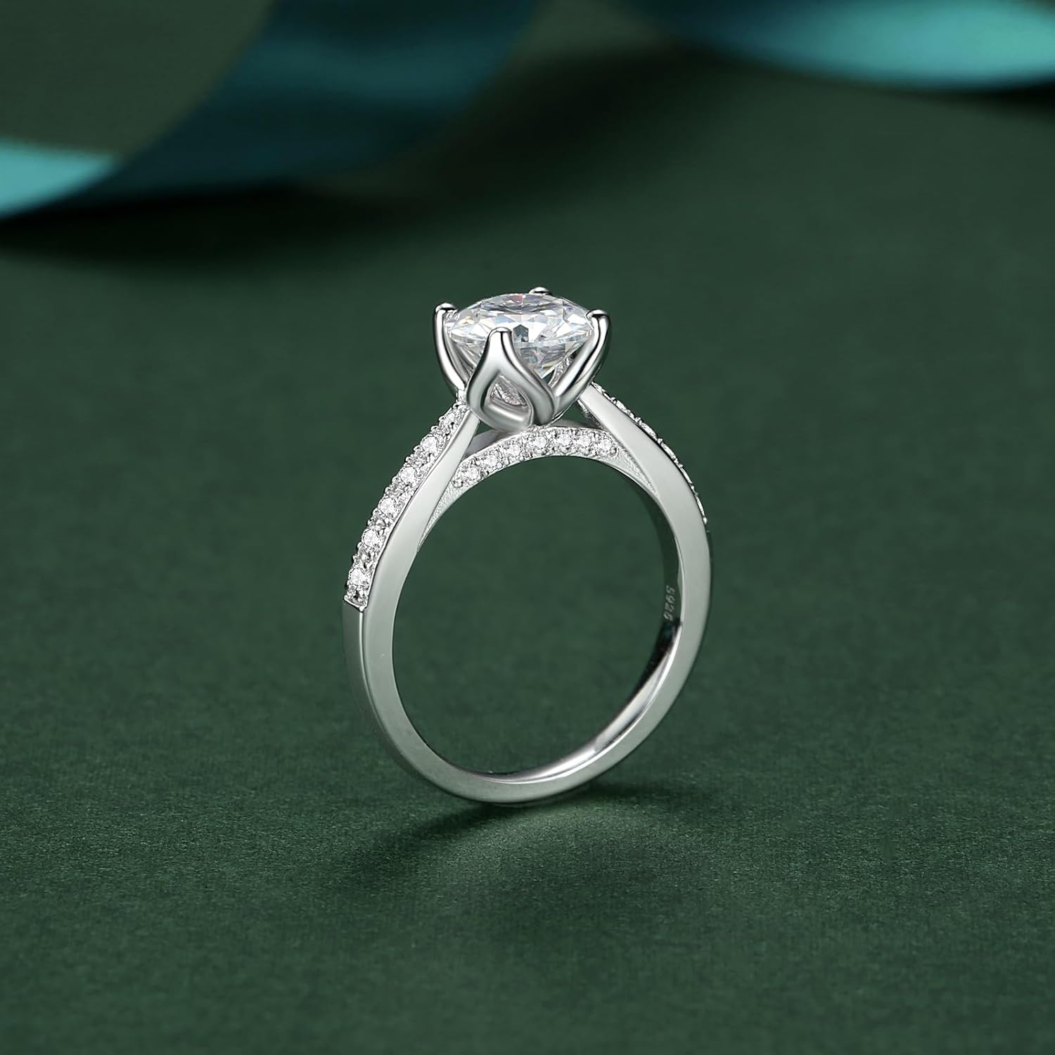 Moissanite Engagement Rings for Women D Color VVS1 Clarity Brilliant Round Cut S925 Sterling Silver Promise Rings for Her Women Gifts - Image 3